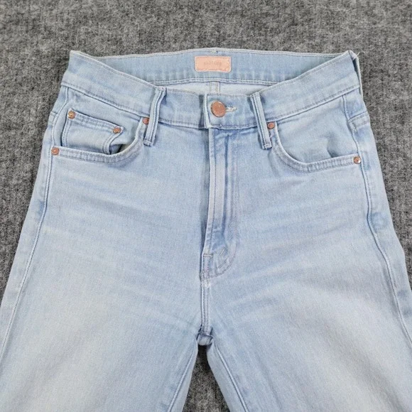 MOTHER The Insider Crop Step Fray Jeans Womens 25 Blue Denim Hold My Hand - Picture 5 of 16